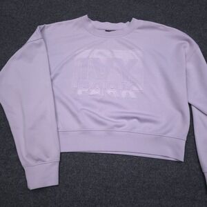 Ivy Park‎ Womens Large Purple Embossed Logo Cropped Pullover Crewneck Sweatshirt